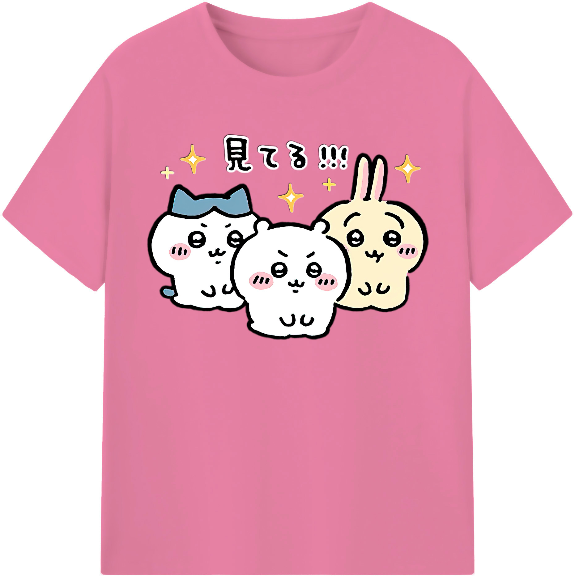 （画像用） ちいかわ ハチワレ Chii-kawa hachiware 綿100％半袖Tシャツ（フロントプリント）